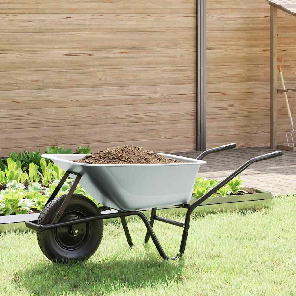 vidaXL Kruiwagen Zilver en Zwart 137 x 60 x 65,5 cm Staal