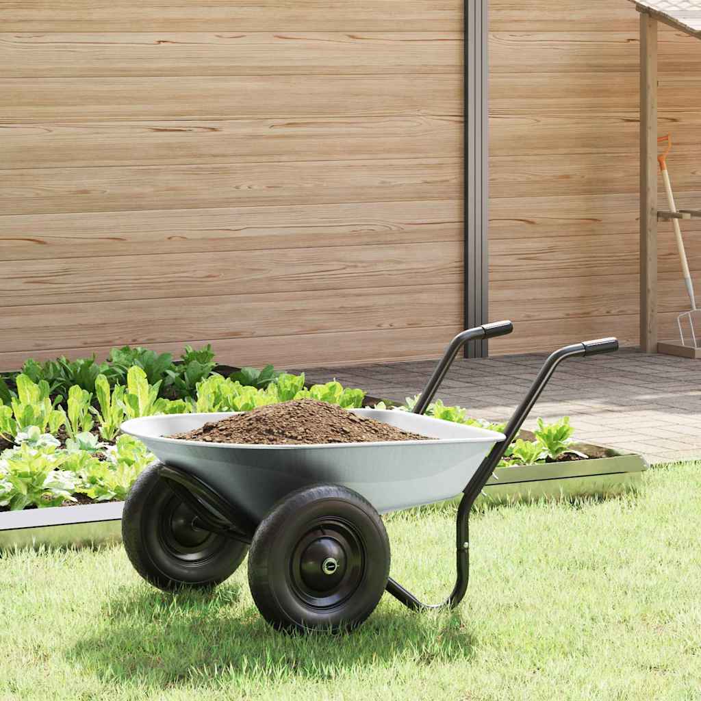vidaXL Kruiwagen Zilver en Zwart 137 x 60 x 65,5 cm Staal