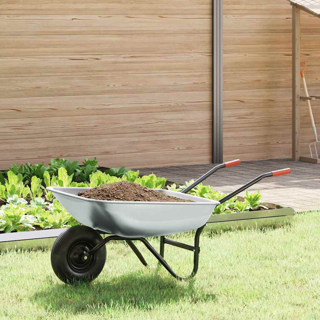 vidaXL Kruiwagen Zilver en Zwart 137 x 60 x 65,5 cm Staal