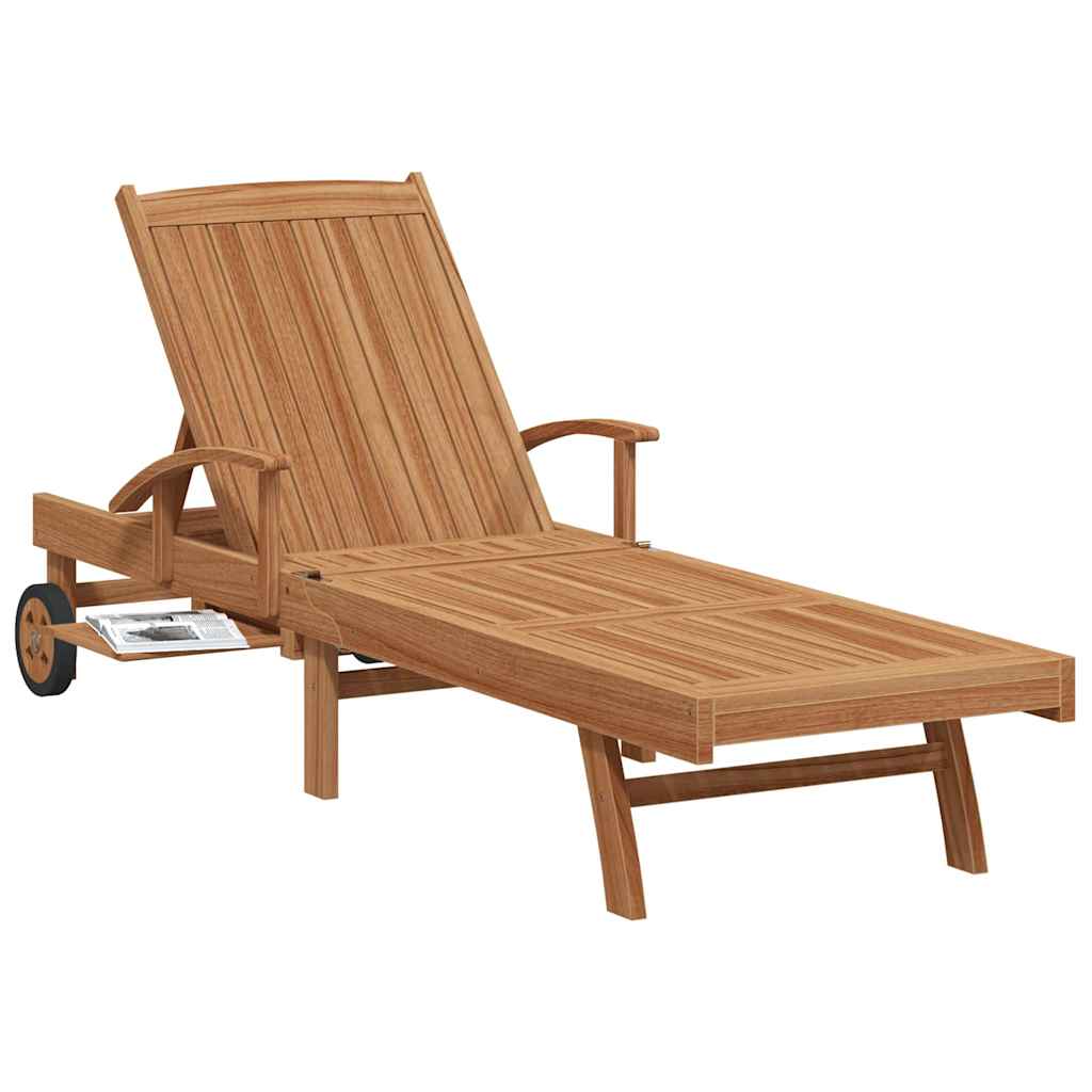 vidaXL Ligbed met kussen Bruin 195 x 59 x 78,5 cm Massief Teakhout