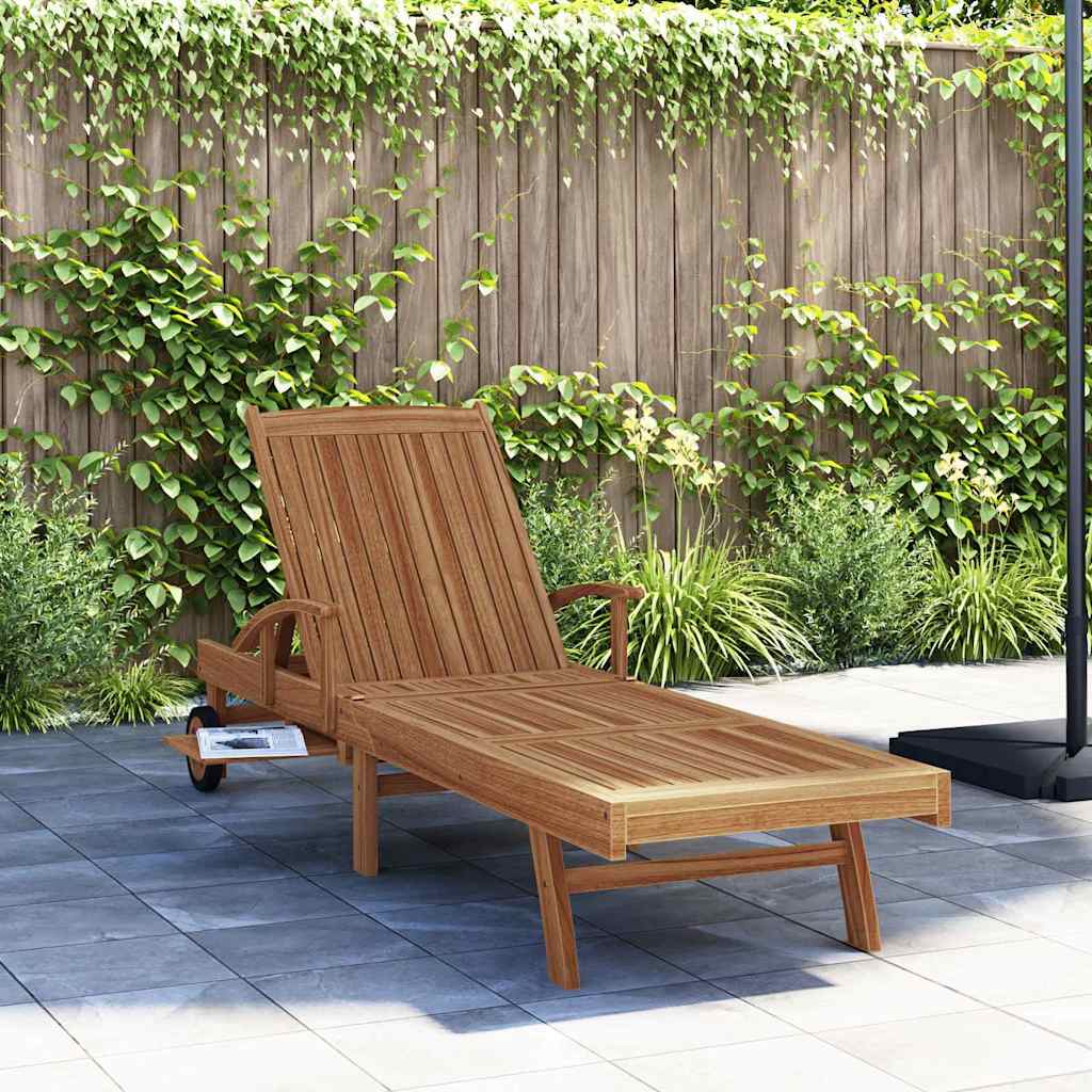 vidaXL Ligbed met kussen Bruin 195 x 59 x 78,5 cm Massief Teakhout