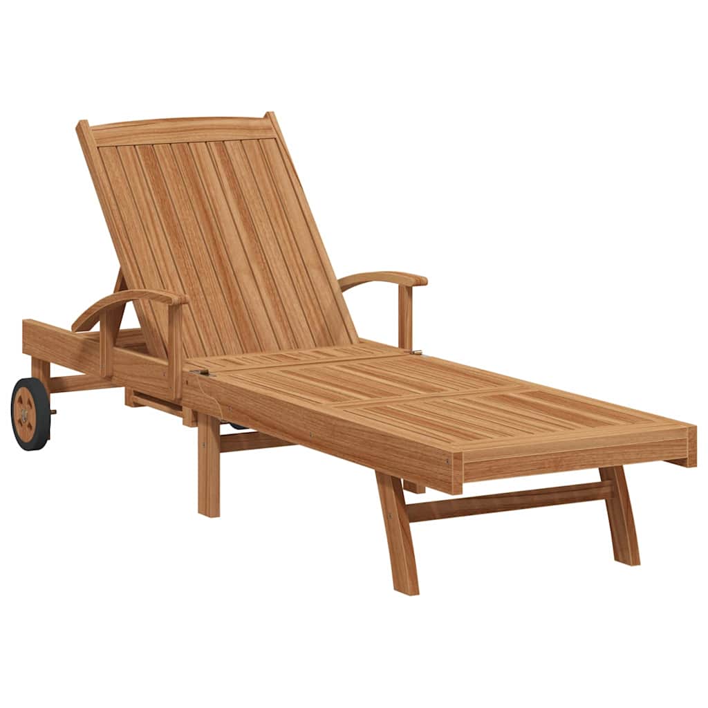 vidaXL Ligbed met kussen Bruin 195 x 59 x 78,5 cm Massief Teakhout