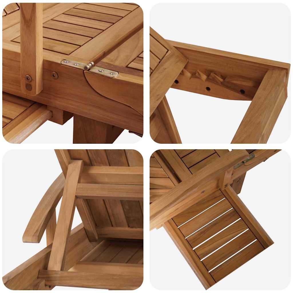 vidaXL Ligbed met kussen Bruin 195 x 59 x 78,5 cm Massief Teakhout