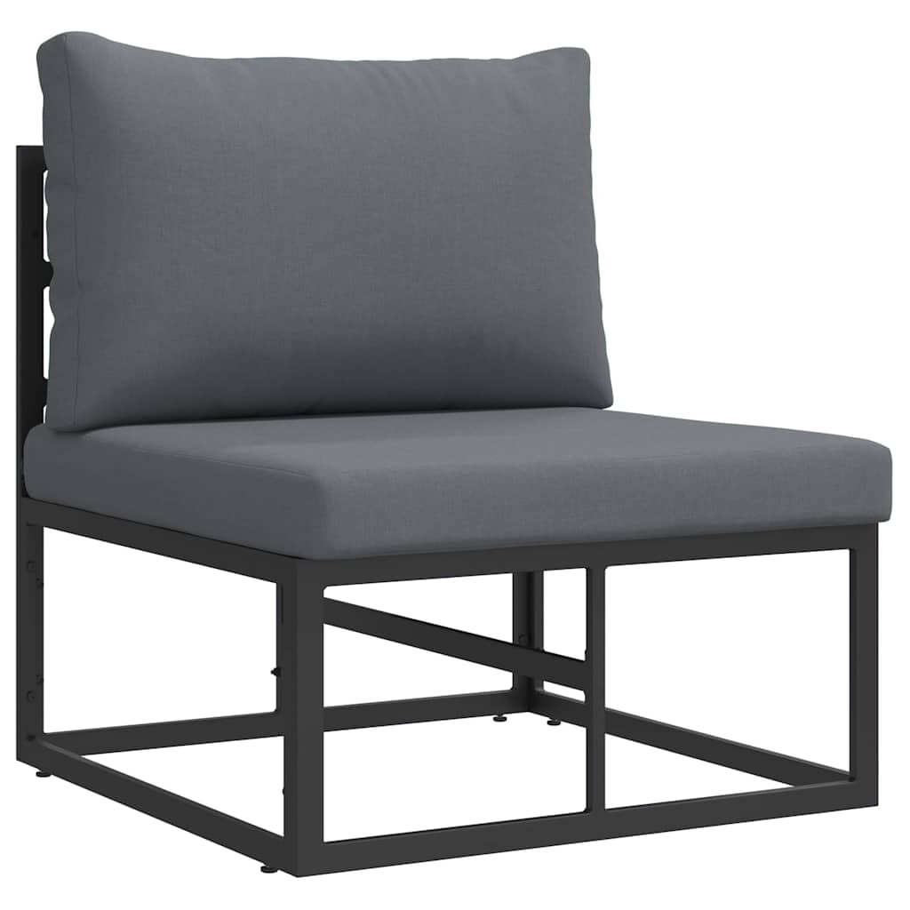 vidaXL Buitenmeubilair met kussen met kussen Zwart Aluminium