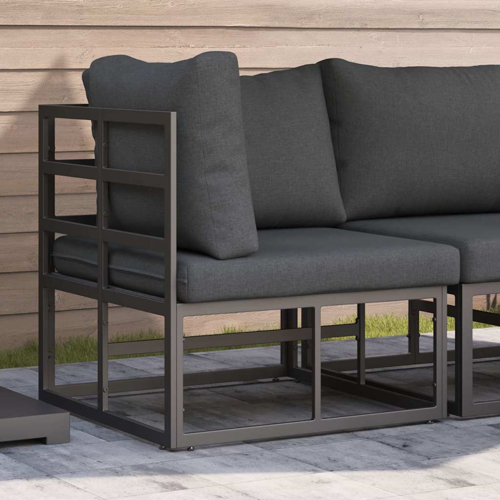 vidaXL Buitenmeubilair met kussen met kussen Zwart Aluminium