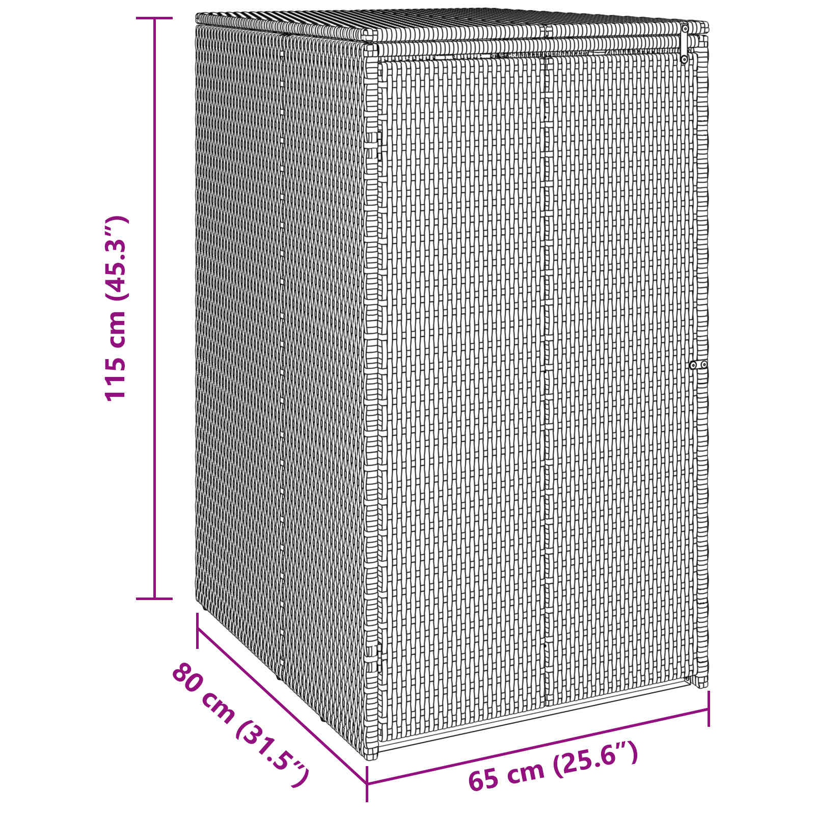 vidaXL Afvalbak Box Zwart 65 x 80 x 115 cm Polyetheen