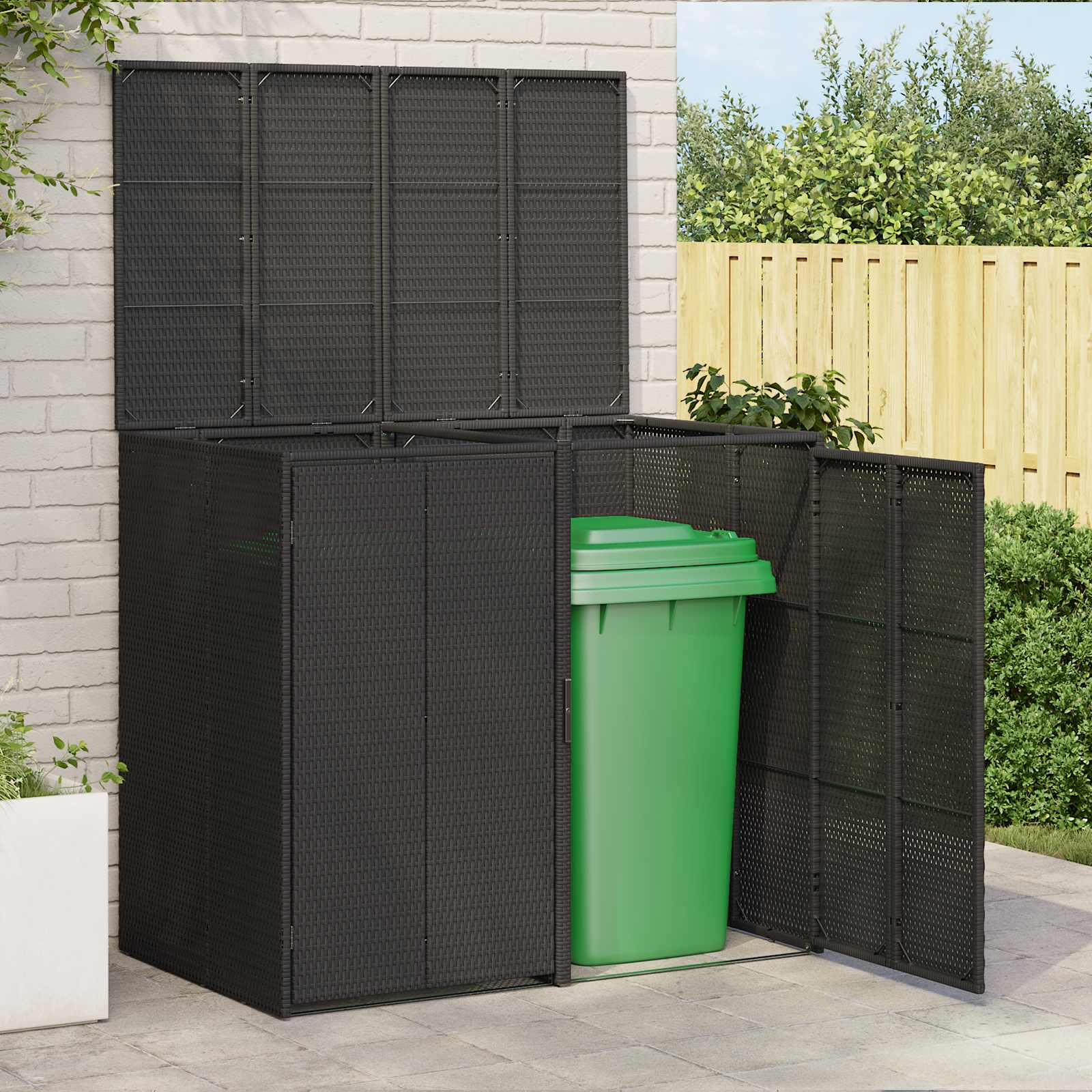 vidaXL Afvalbak Box Zwart 65 x 80 x 115 cm Polyetheen