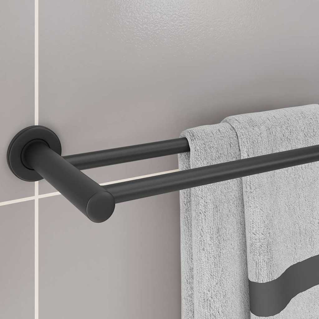 vidaXL Handdoekrek Zwart 61 x 14.5 x 5 cm Roestvrij staal