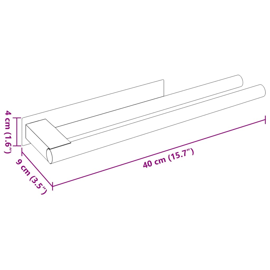 vidaXL Handdoekrek Zilver 40 x 9 x 4 cm Roestvrij staal