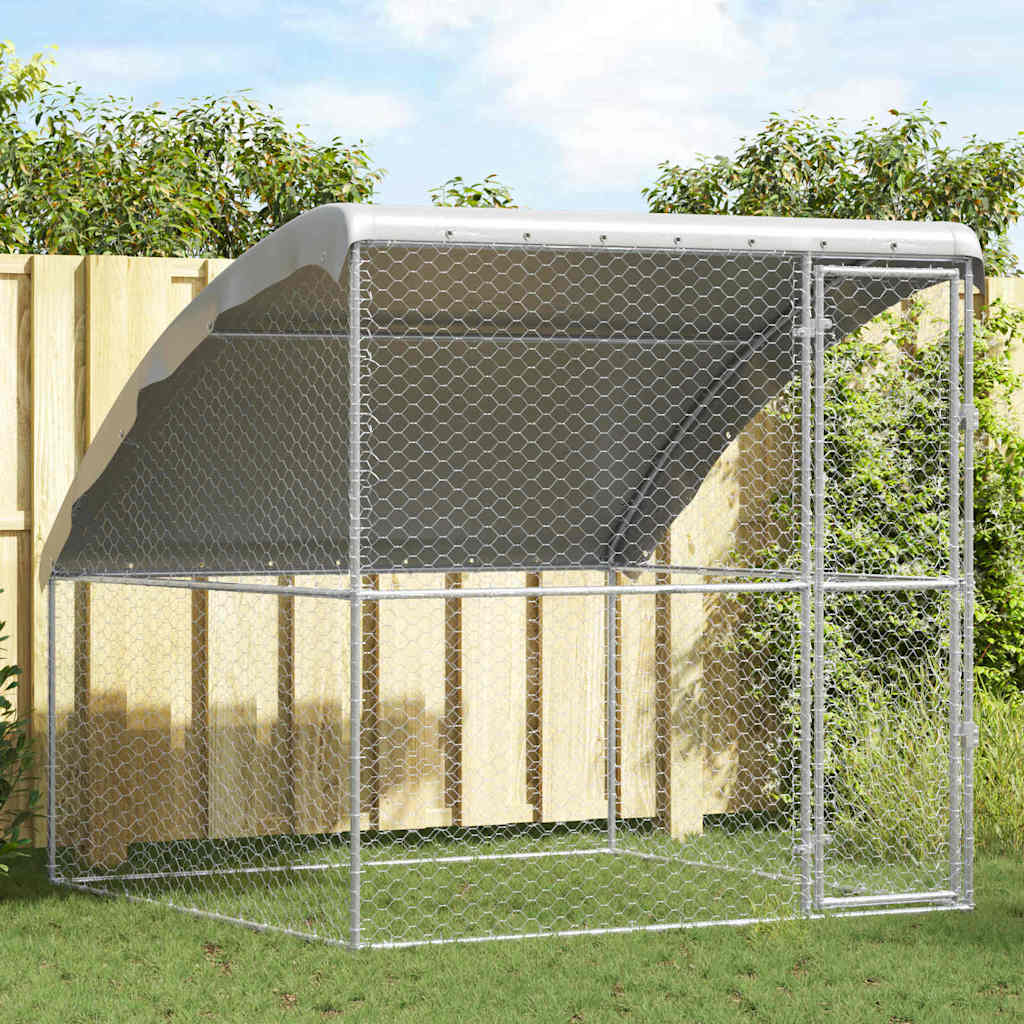 vidaXL Hondenhok met opslag 2 pcs Zilver 4 x 2 x 2 m Staal