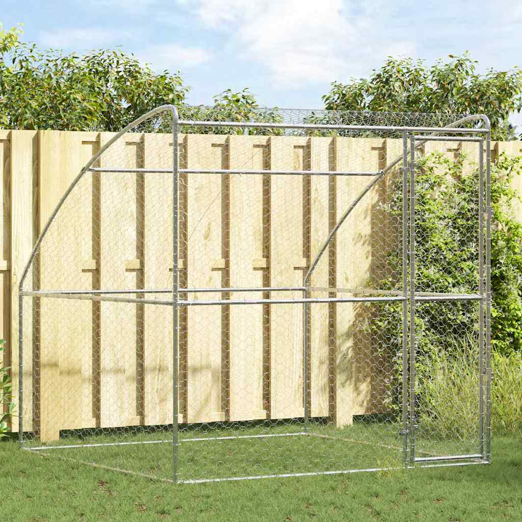 vidaXL Hondenhok met opslag 2 pcs Zilver 4 x 2 x 2 m Staal