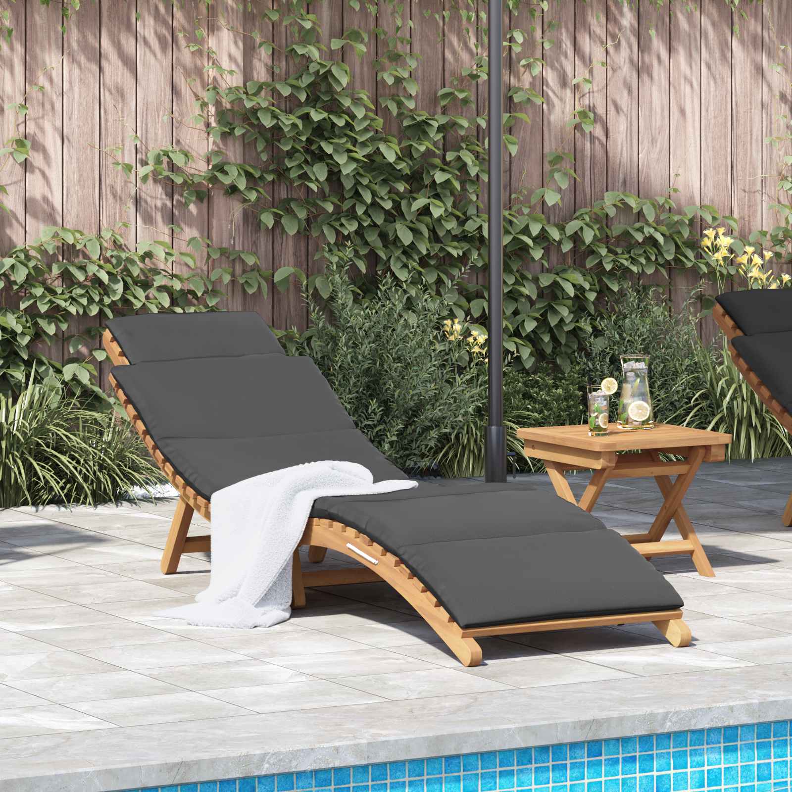 vidaXL Tuininfurniture Sunlounger met kussen Bruin 198 x 55 x 58,5 cm