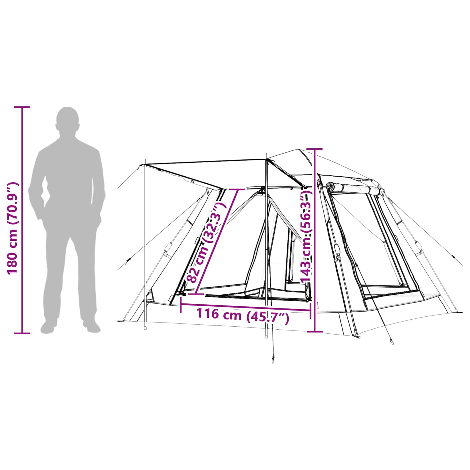 vidaXL Instant Tent met Regenfly voor 3 Personen met Snelle Bevrijding