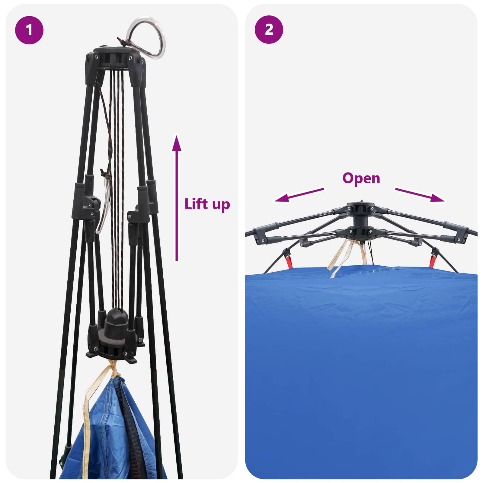 vidaXL Directe Tent met opslag Azure Blauw 260 x 260 x 185 cm Staal