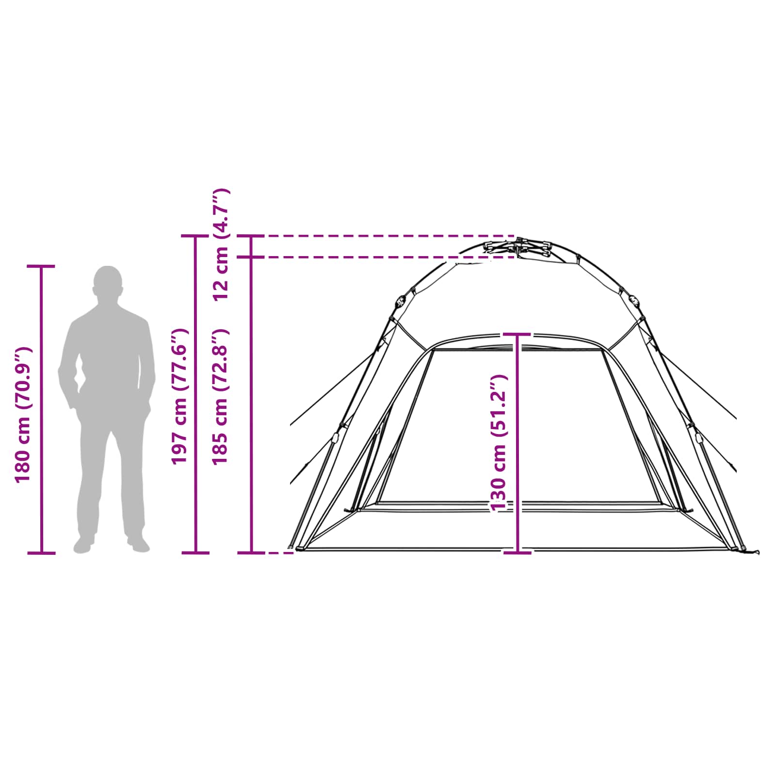 vidaXL Directe Tent met opslag Azure Blauw 260 x 260 x 185 cm Staal