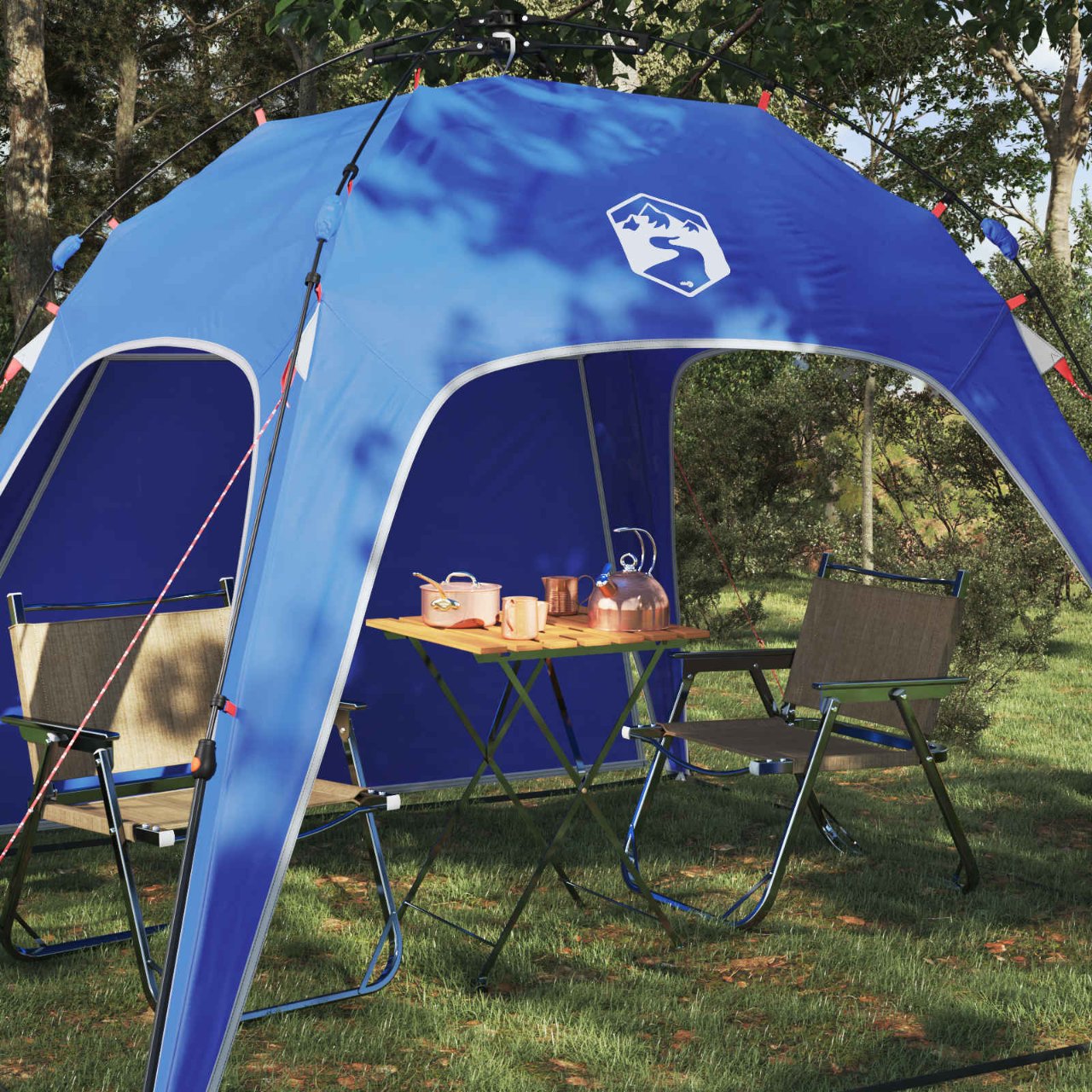 vidaXL Directe Tent met opslag Azure Blauw 260 x 260 x 185 cm Staal