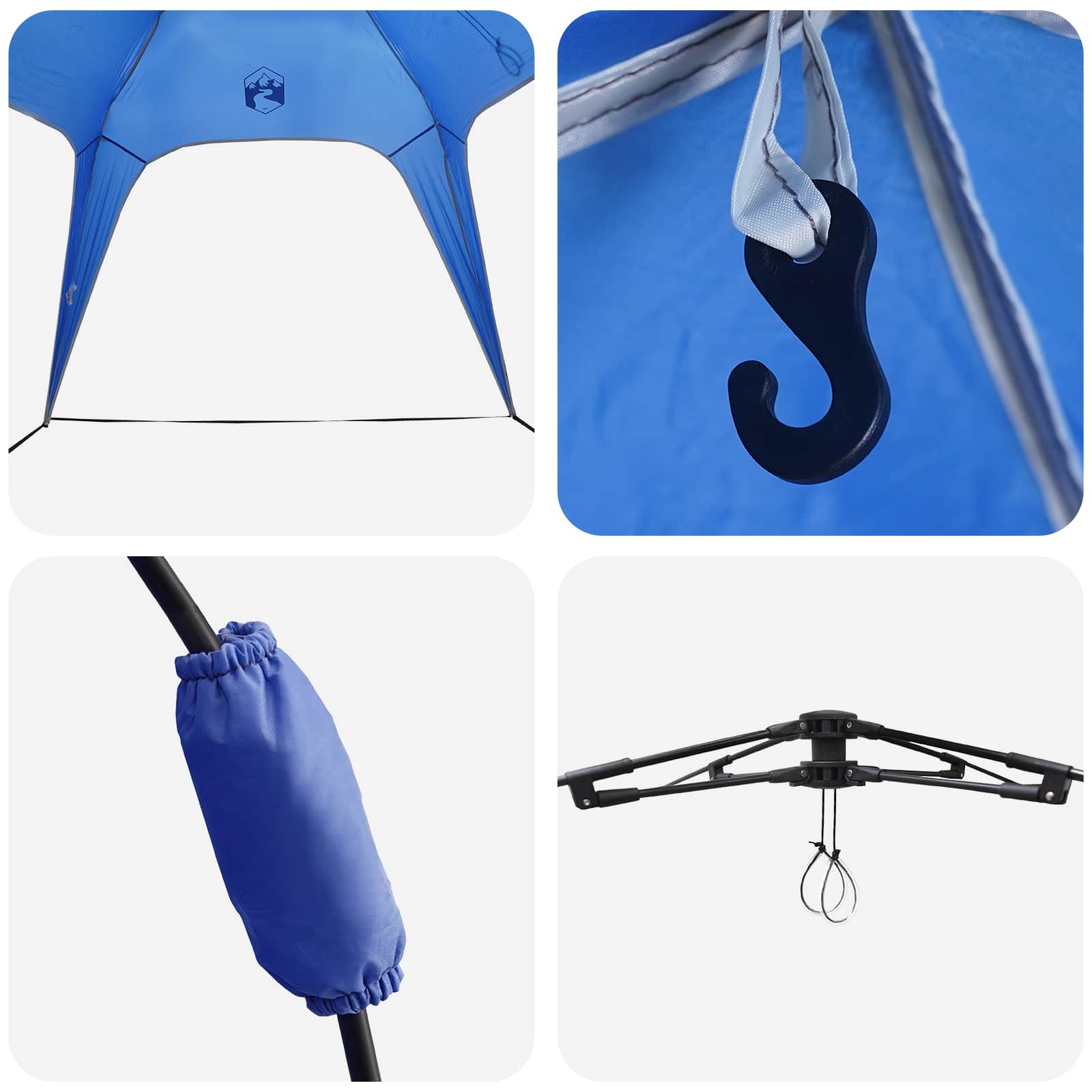 vidaXL Directe Tent met opslag Azure Blauw 260 x 260 x 185 cm Staal