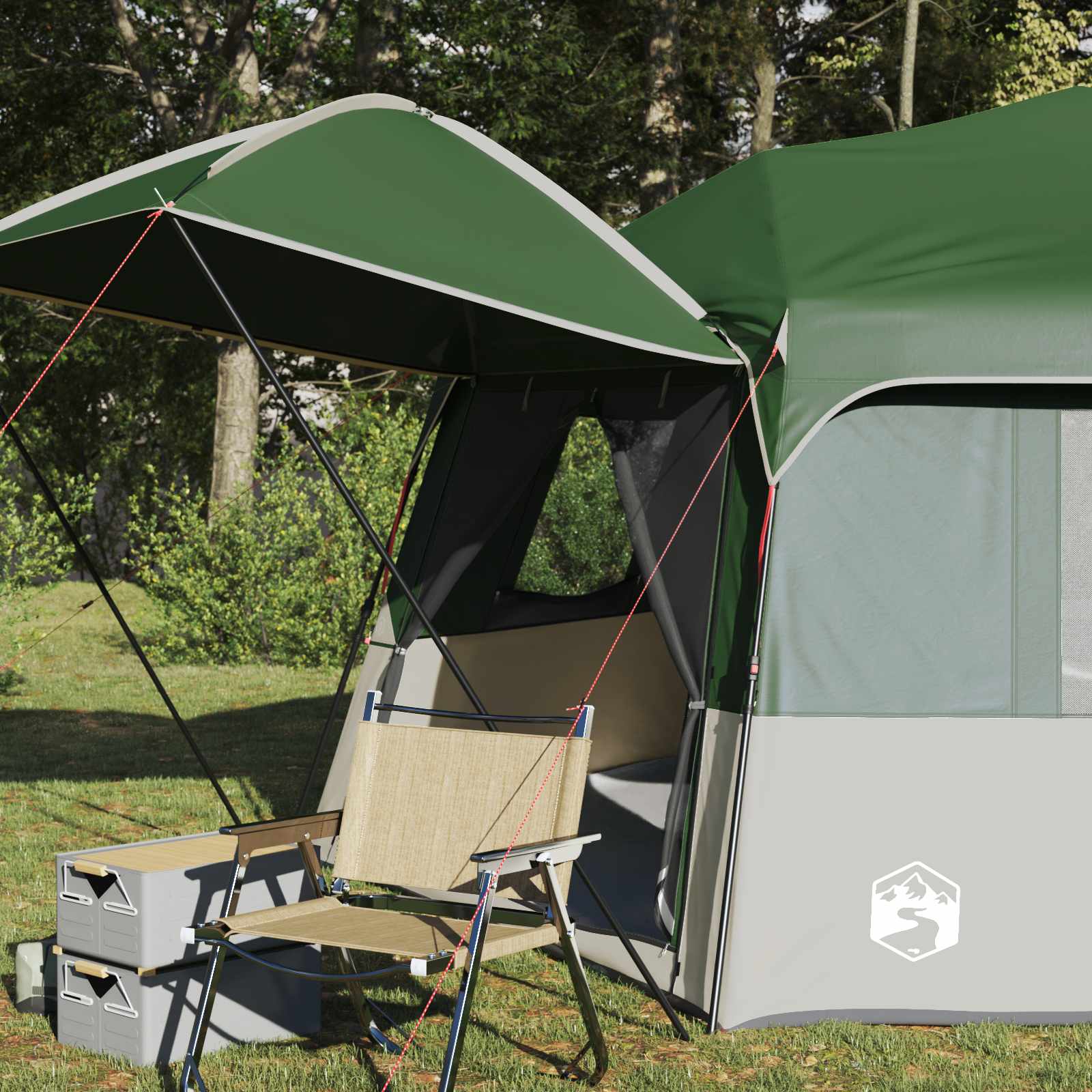 vidaXL Directe Tent met opslag ALTA Groen 458 x 400 x 230 cm Staal