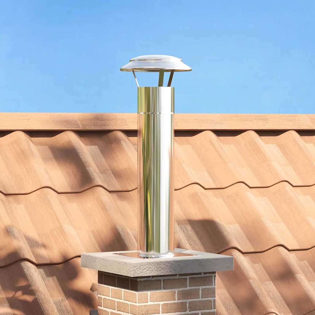 vidaXL Schouwkop Verlenging Zilver 24 x 24 x 50 cm Roestvrij staal
