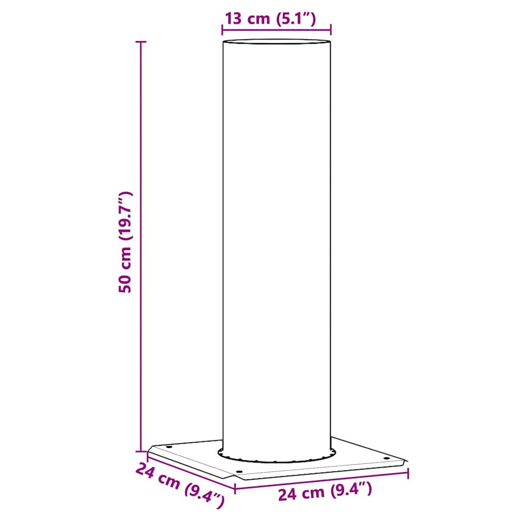 vidaXL Schouwkop Verlenging Zilver 24 x 24 x 50 cm Roestvrij staal