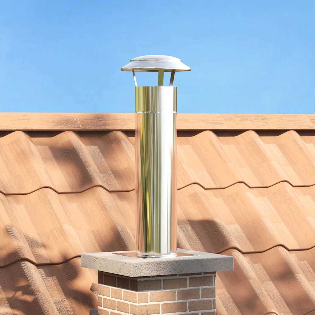 vidaXL Schouwkop Verlenging Zilver 24 x 24 x 50 cm Roestvrij staal