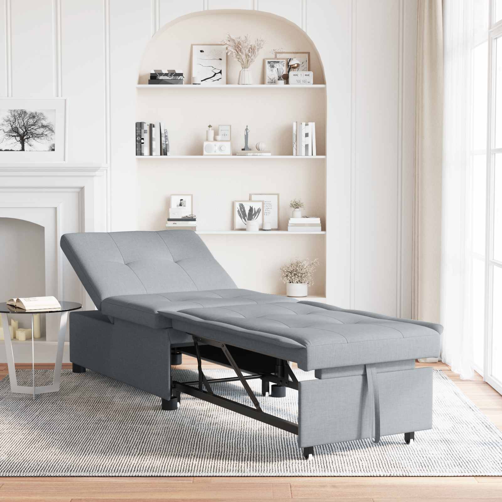 vidaXL 3-in-1 Sofa Bed - Uittrekbaar ontwerp in lichtgrijze stof