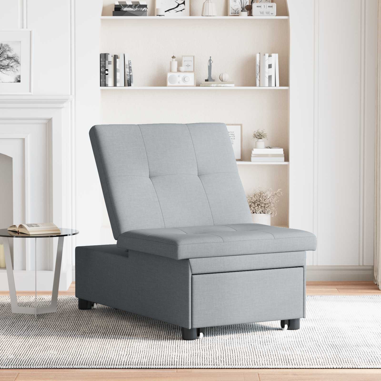 vidaXL 3-in-1 Sofa Bed - Uittrekbaar ontwerp in lichtgrijze stof