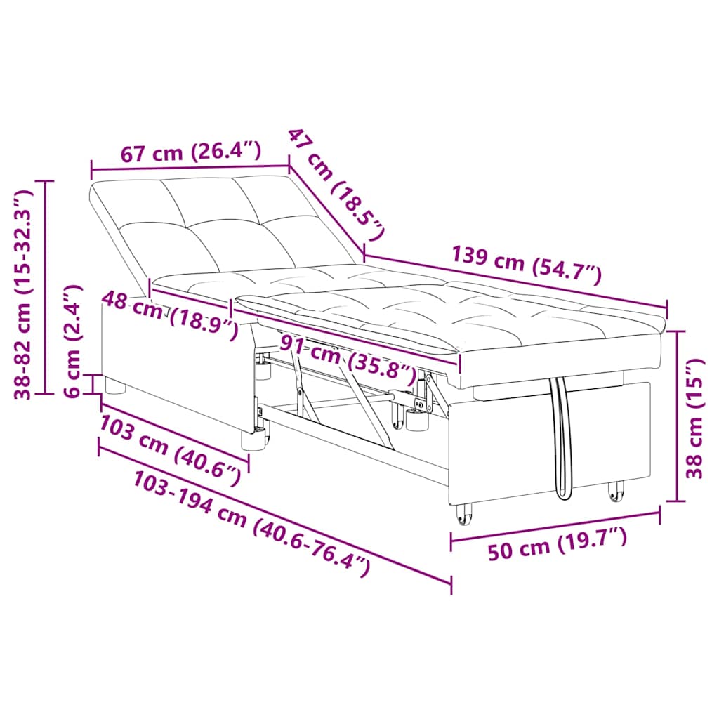 vidaXL 3-in-1 Sofa Bed - Uittrekbaar ontwerp in lichtgrijze stof