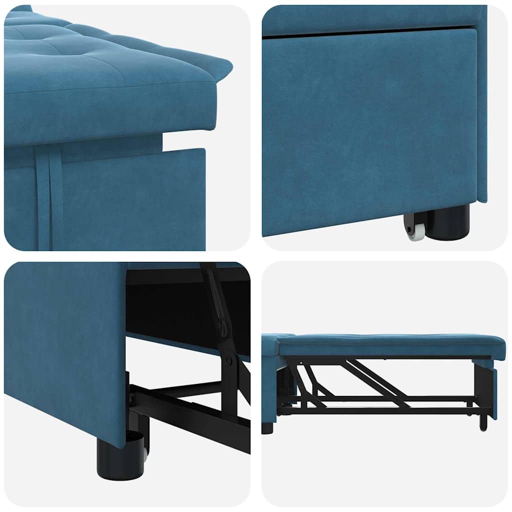 vidaXL 3-in-1 Uittrekbaar Sofabed Blauw Fluweel