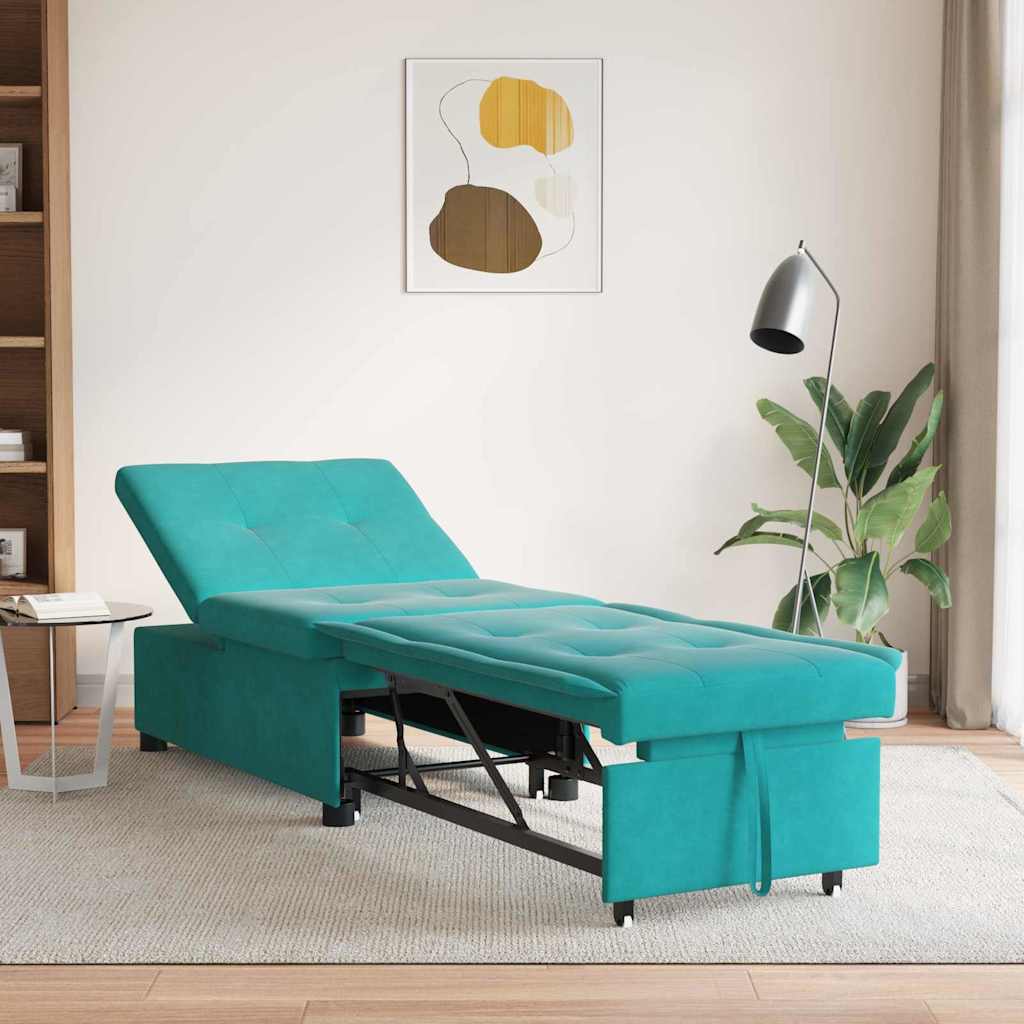 vidaXL 3-in-1 Uittrekbaar Sofabed Blauw Fluweel