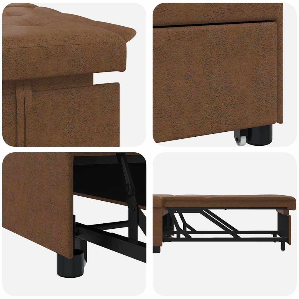 vidaXL 3-in-1 Sofa Bed Uittrekbaar Bruin Faux Suède Leer