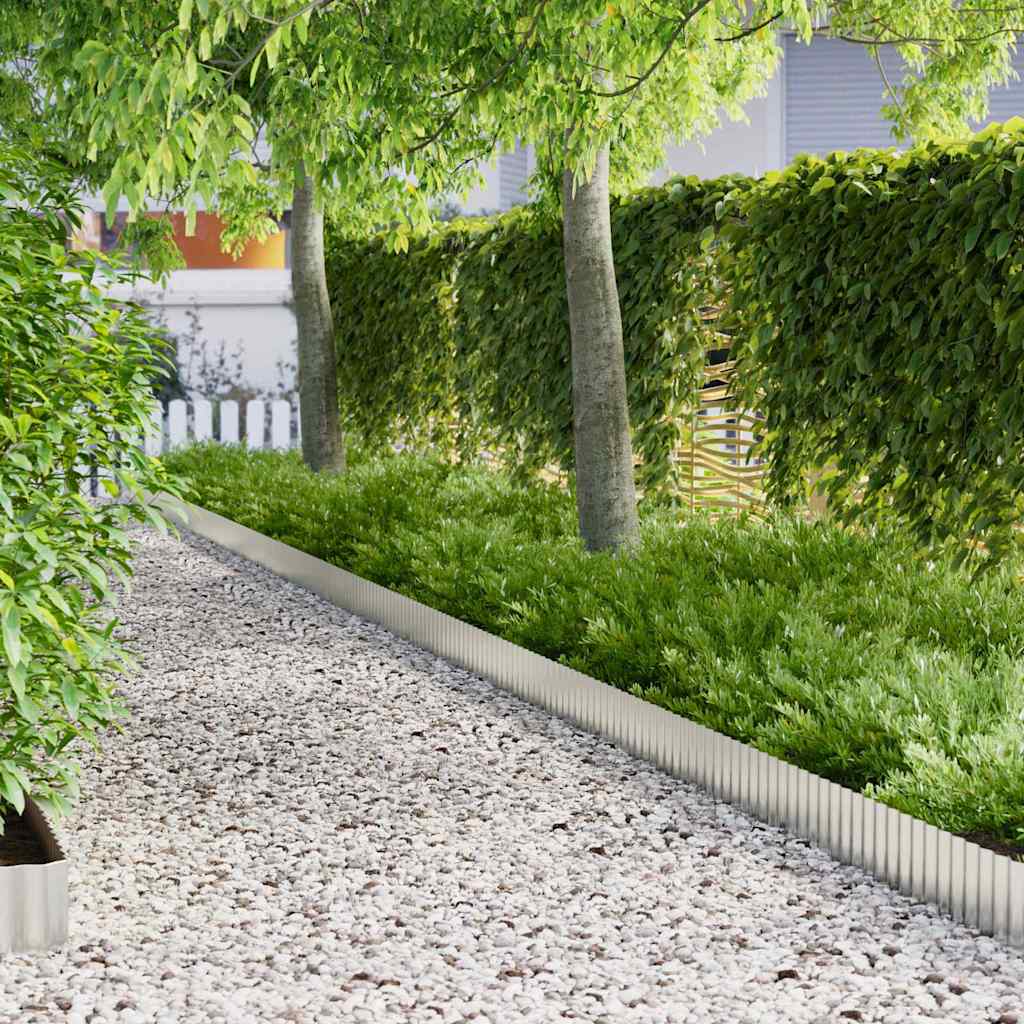 vidaxl Gras Rand Zilver 1000 x 15 x 0.03 cm Gegalvaniseerd staal