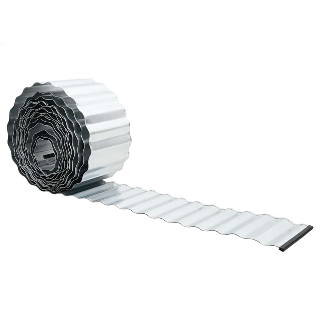 vidaxl Gras Rand Zilver 1000 x 15 x 0.03 cm Gegalvaniseerd staal