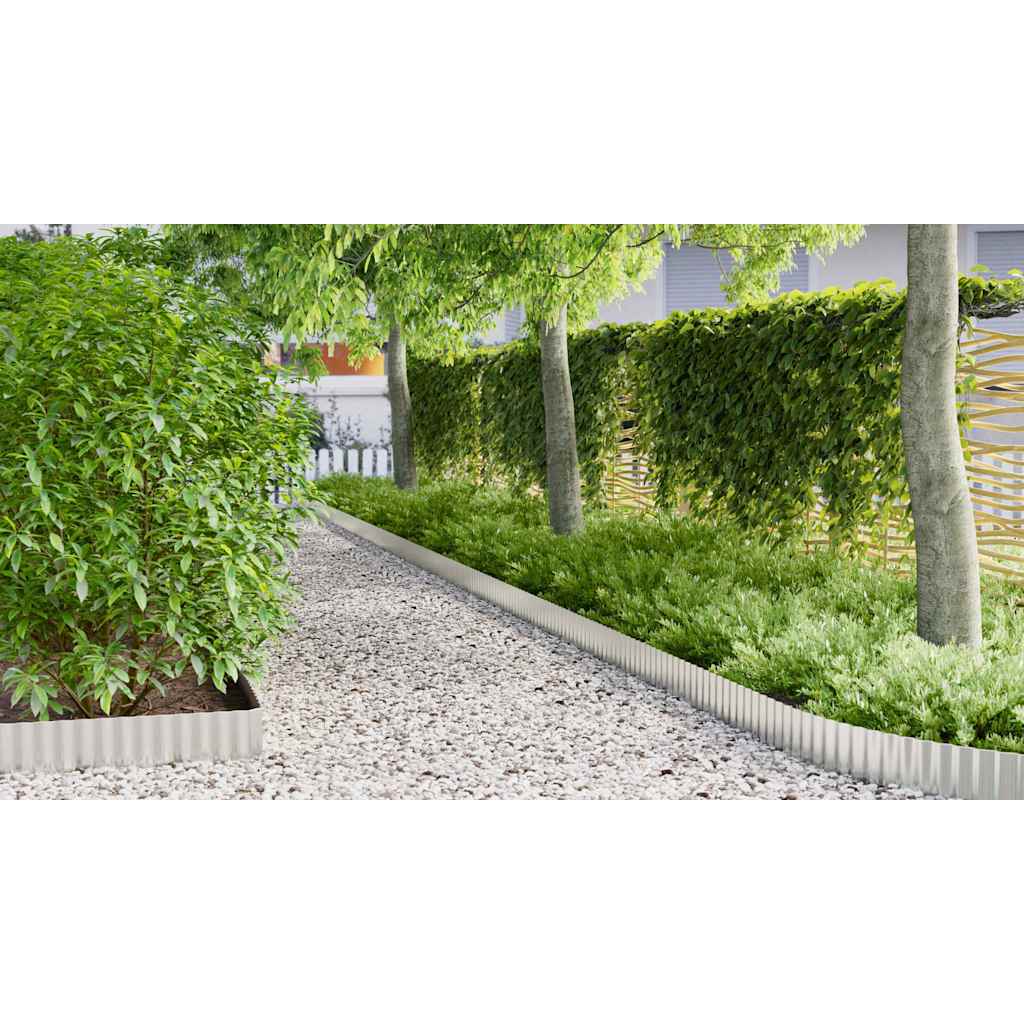vidaxl Gras Rand Zilver 1000 x 15 x 0.03 cm Gegalvaniseerd staal