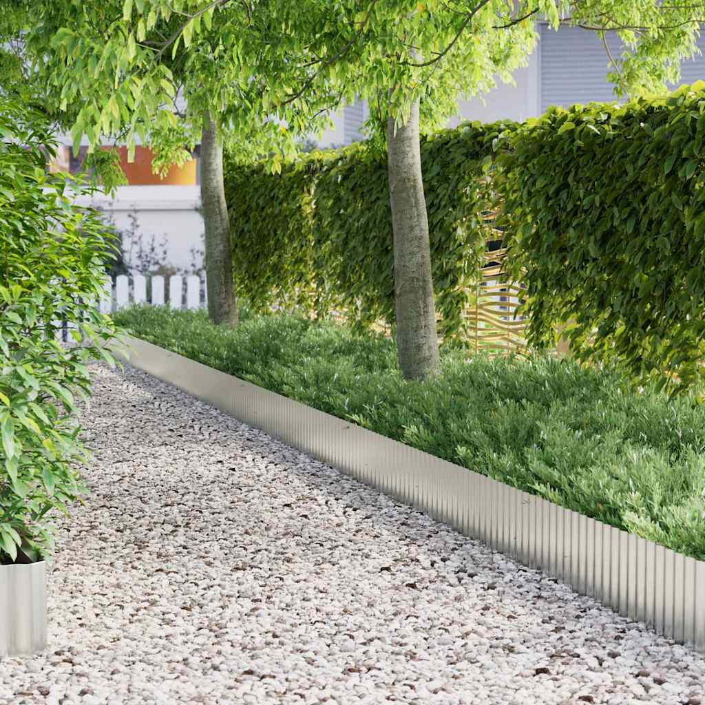 vidaxl Gras Rand Zilver 1000 x 15 x 0.03 cm Gegalvaniseerd staal