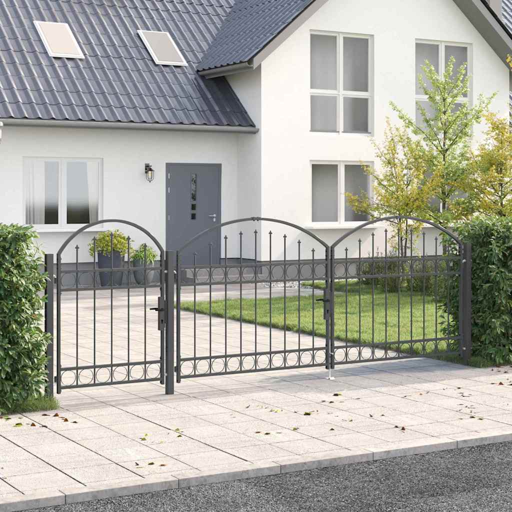 vidaXL Tuinpoort Zwart 175 x 400 cm Staal
