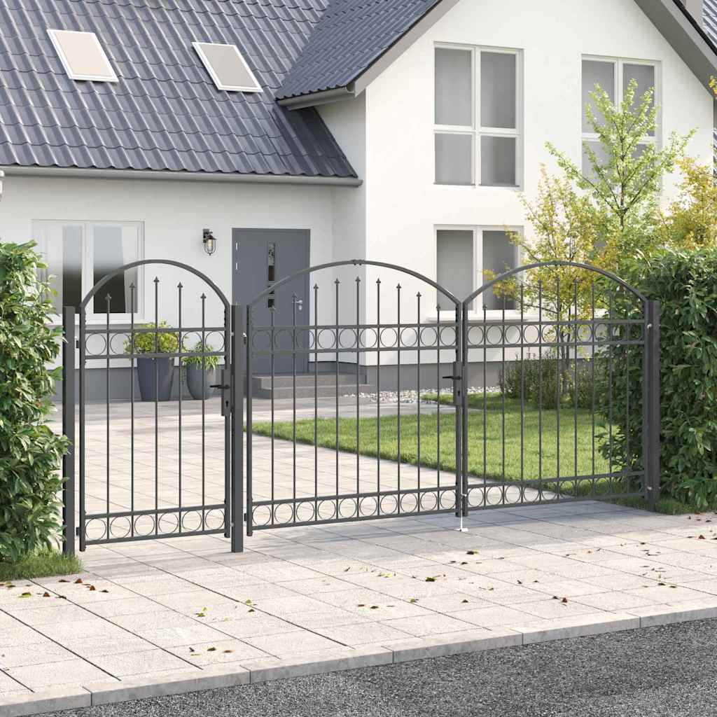 vidaXL Tuinpoort Zwart 175 x 400 cm Staal