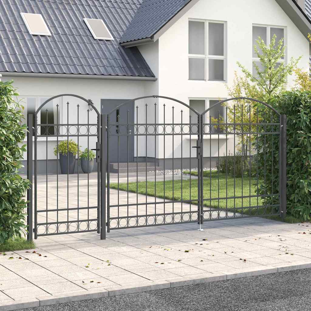 vidaXL Tuinpoort Zwart 175 x 400 cm Staal
