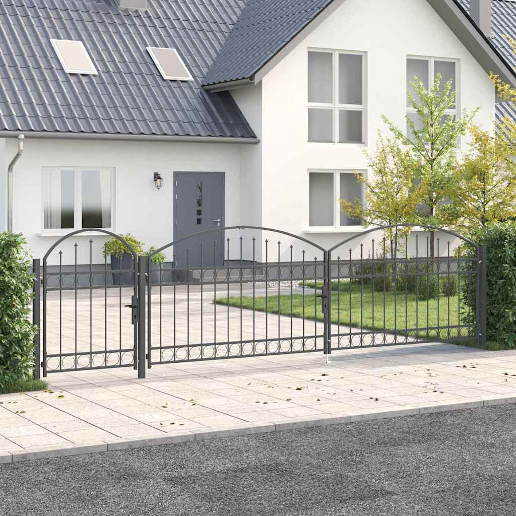 vidaXL Tuinpoort Zwart 175 x 400 cm Staal