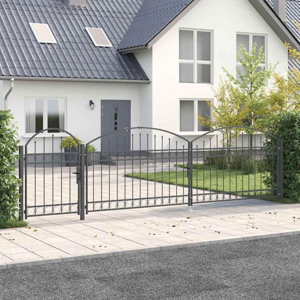 vidaXL Tuinpoort Zwart 175 x 400 cm Staal