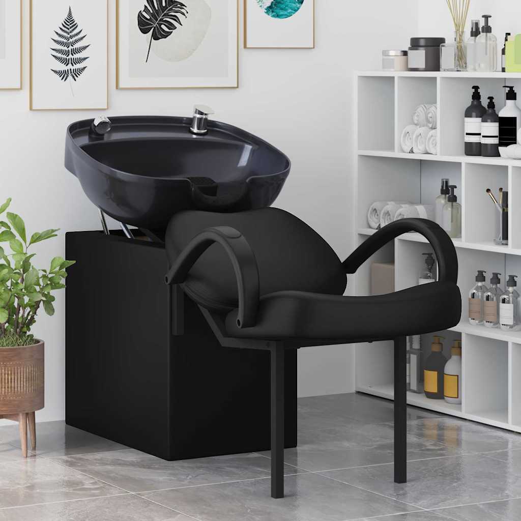 vidaXL Shampoo Stoel Zwart 63 x 141 x 92 cm PVC
