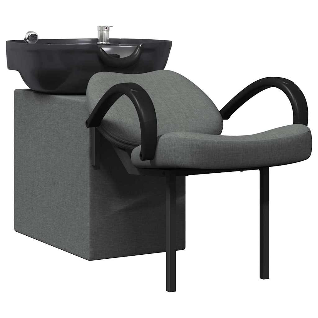 vidaXL Shampoo Stoel Lichtgrijs en zwart 63 x 141 x 92 cm Stof