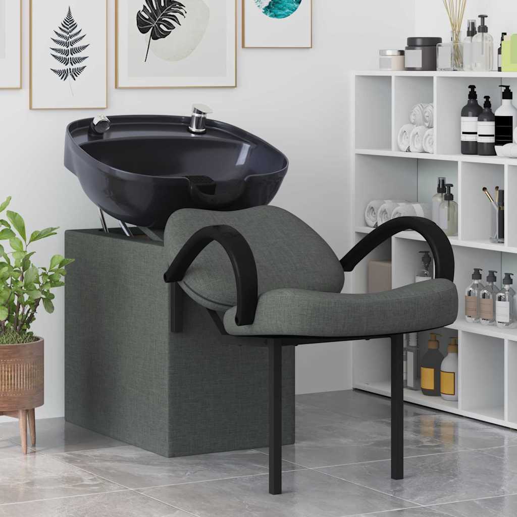 vidaXL Shampoo Stoel Lichtgrijs en zwart 63 x 141 x 92 cm Stof