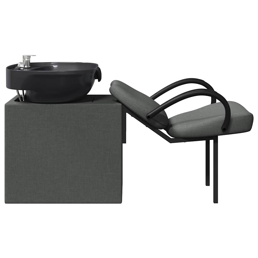 vidaXL Shampoo Stoel Lichtgrijs en zwart 63 x 141 x 92 cm Stof