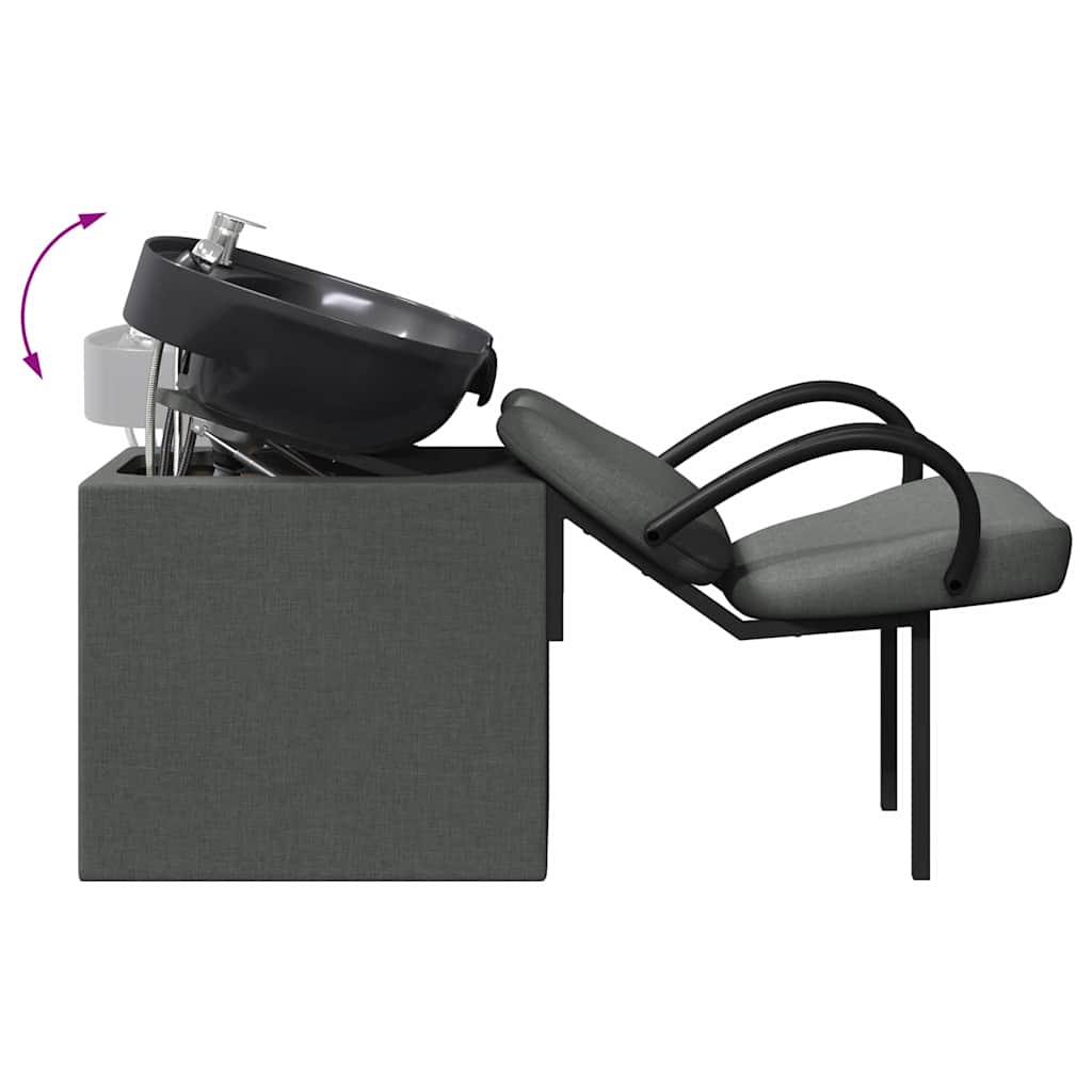 vidaXL Shampoo Stoel Lichtgrijs en zwart 63 x 141 x 92 cm Stof