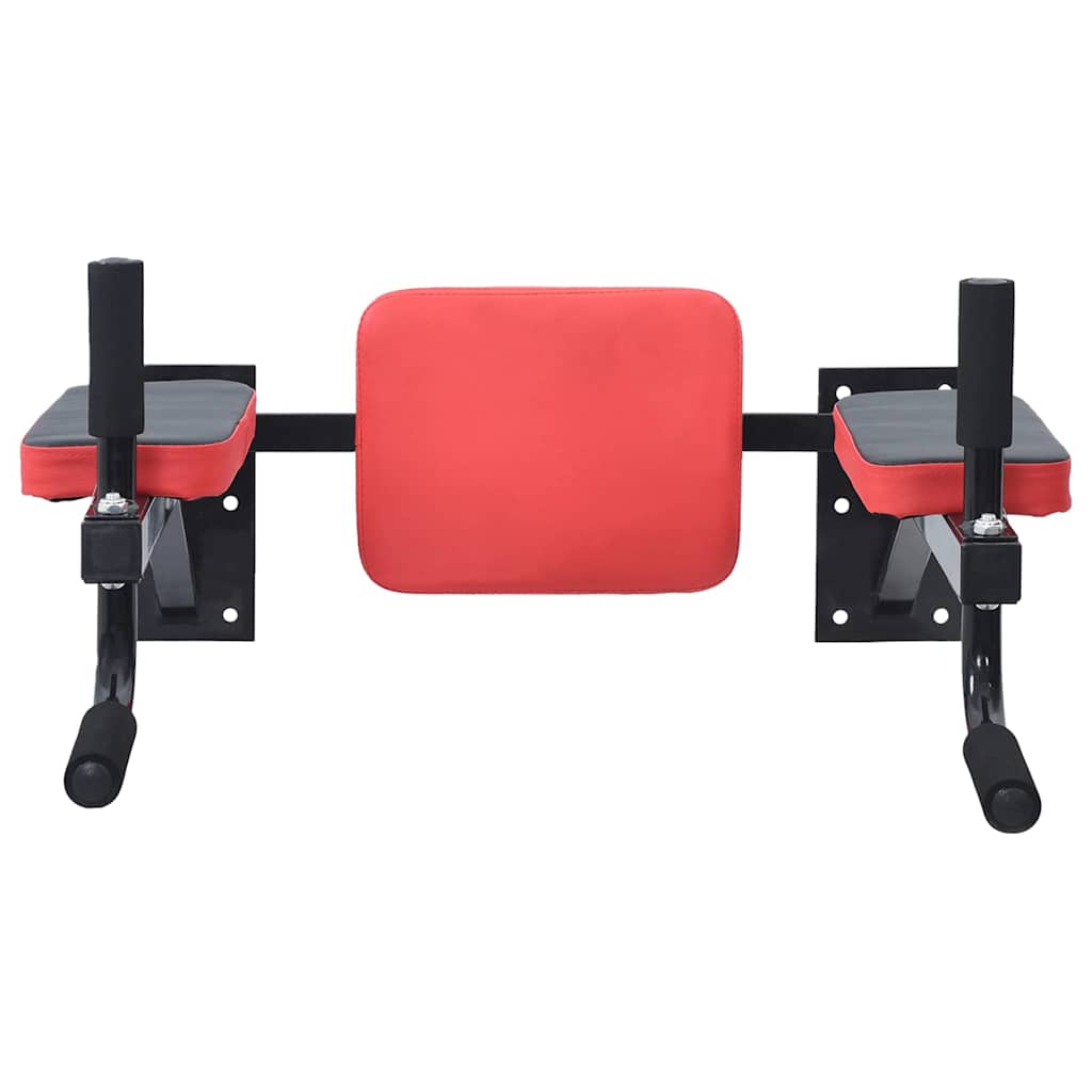 VidaXL Dip station Zwart en Rood 72,5 x 70 x 31 cm Gepoedercoat staal