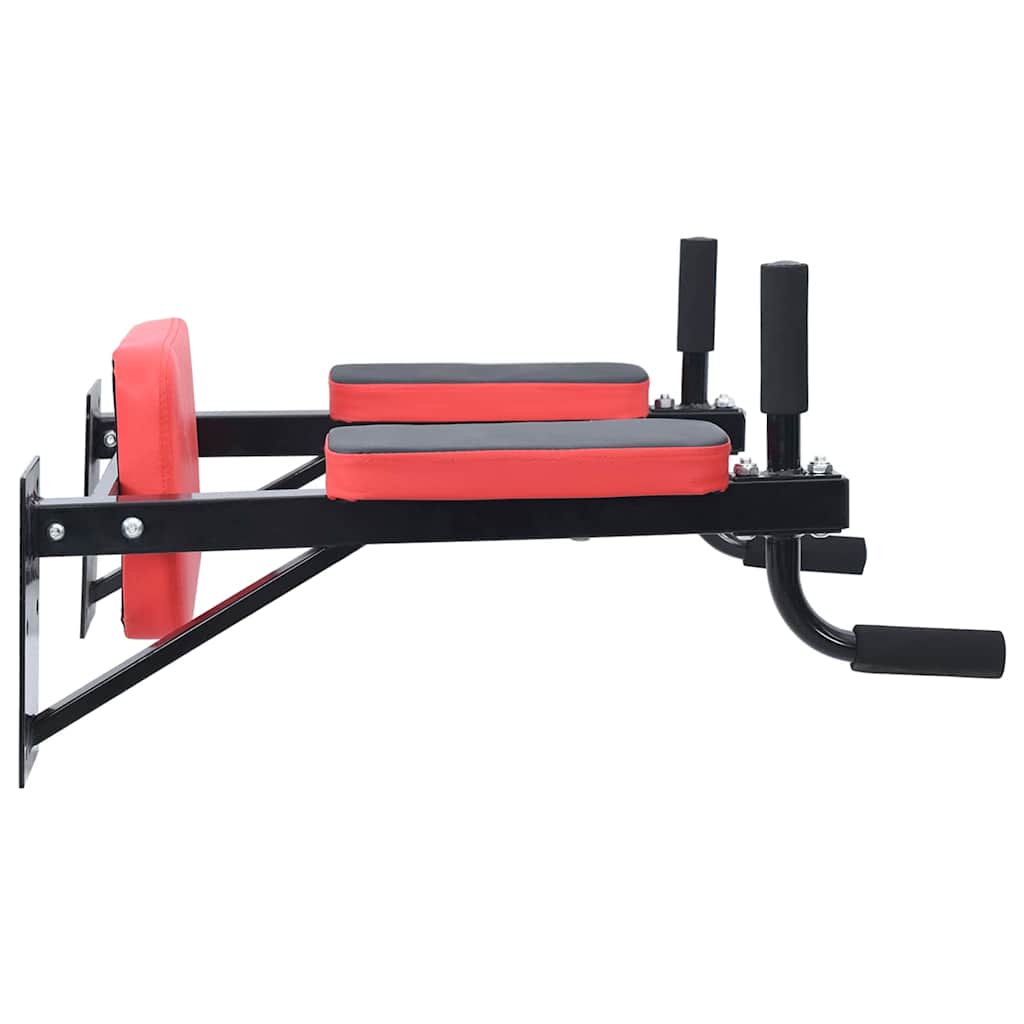 VidaXL Dip station Zwart en Rood 72,5 x 70 x 31 cm Gepoedercoat staal