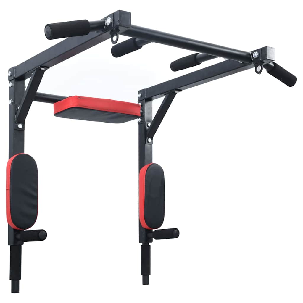 VidaXL Dip station Zwart en Rood 72,5 x 70 x 31 cm Gepoedercoat staal