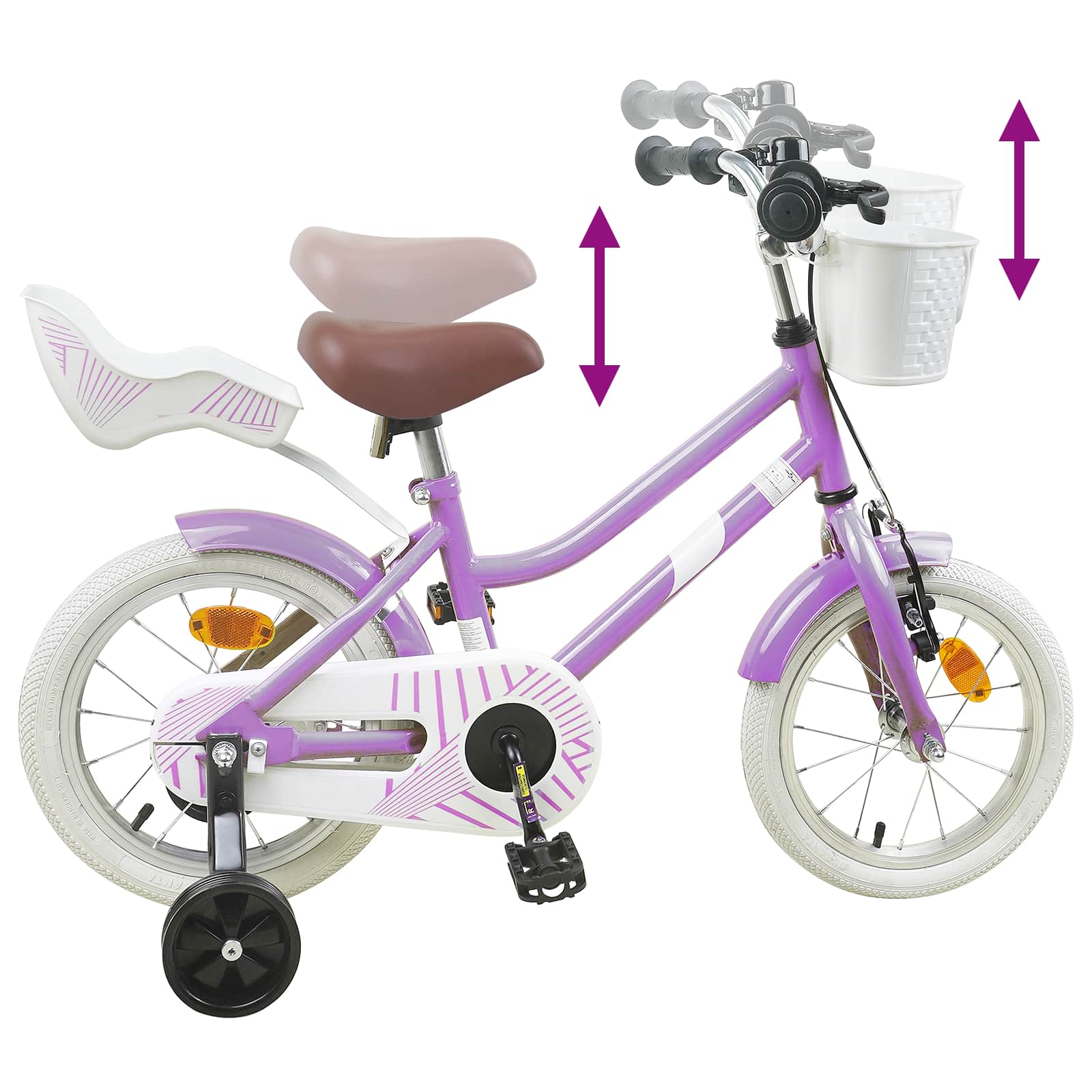 vidaXL Kinderfiets 12 Inch voor 2-4 jaar oud Paars