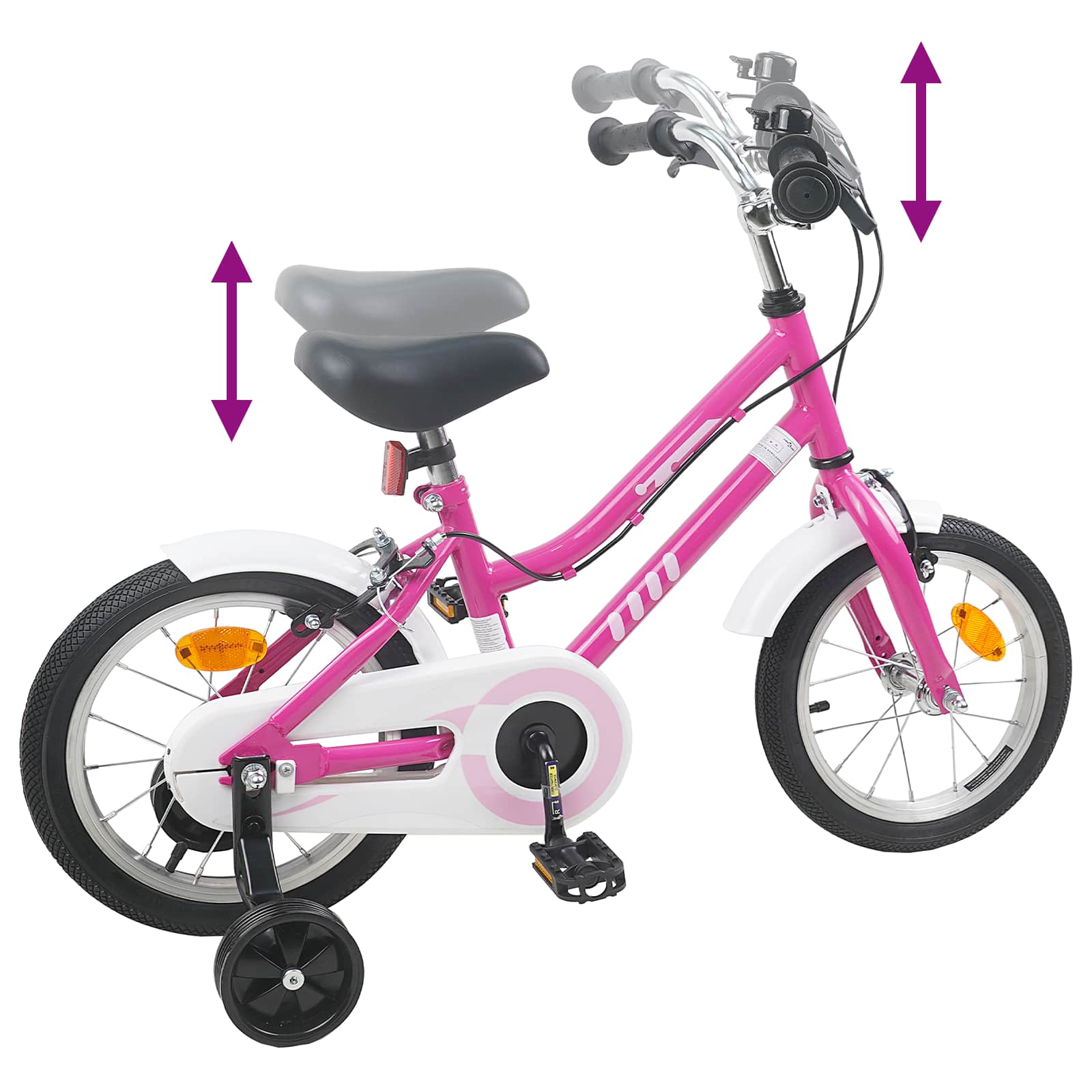 vidaXL Kinderfiets 12 Inch voor 2-4 jaar oud Roze Wit